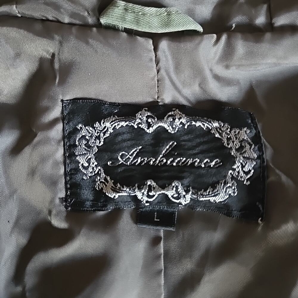 Ambiance Utility Jacket Army Green Size L Cotton Shell Zip Button Pockets - Picture 4 of 8
